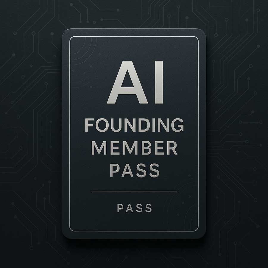 AI Founding Member Pass card on circuit background.